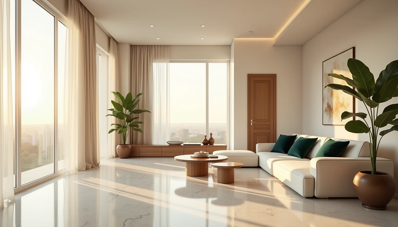Sala impecable y luminosa limpiada por Total Care RD en Santo Domingo